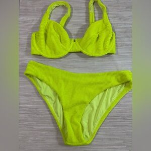 VETCHY ✨ adult large bottom and MDD top Neon Yellow Bikini Set EUC